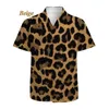 Chemises décontractées pour hommes Luxury Mens Leopard Imprimé à manches courtes Boulieds Slim Club Élégant Bouton Top Bouton Up Streetwear Men