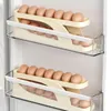 Kitchen Storage Refrigerator Automatic Scrolling Egg Rack Holder 2/4 Tiers Box Rolling Basket Containers Case Organizer