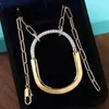 Designer Brand Tiffays Large Medium Lock Necklace U-shaped Couple Style Advanced Design Sense