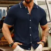 Chemises décontractées pour hommes Shirts à couches tricotées rétro Shirted Homme à manches courtes à manches à manches à manches pour hommes