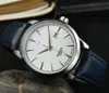 Beliebte Männer 3 Zeiger Uhren 41mm Auto Date gut aussehend gut aussehende coole Männeruhr Edelstahl Hülle Lederband importiert Quarz Bewegung Tauch Timer Uhrengeschenke