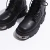 Chaussures de marche 6cm plate-forme de style punk femmes bottines 2024 Moto-cycle de femme Fashion Fashion Ladies Chunky Metal Decor noir