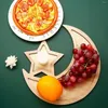 Placas 2pcs de madeira Eid al fitr Muslimssert Bandeja Ramadan Moon Star Castle Art Party Service