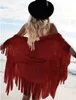 Frauenwesten Faux Wildleder Kimono Cape Fransen Asymmetrische Vertuschung Schal