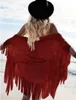 Kvinnors västar faux mocka kimono cape fransade asymmetriska täckningar