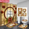 Tende da doccia Merry Christmas Set tappetini da bagno rosso tende da bagno rosso tende dorate con moquet cover del coperchio del coperchio del coperchio del coperchio