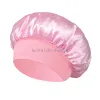 Cappello da notte in cristallo a fascia larga in raso a colore solido per donne berretti per sonno elastico per la cura del bonnetto Accessori per la moda da bagno