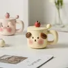 Mugs Creative Ceramic Mug Cute Coffee Cup Korean Milk Breakfast With Lid Cartoon Couple Water Personalized Drinkware