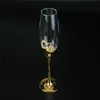 2pcs / set Wedding Crystal Lunes Champagne Gold Metal Stand Flutes Verres à vin Gobblet Party Lovers Valentin Day Cadeaux 200 ml 240416