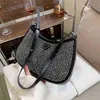 2024 New Designer womens crossbody shoulder crystal diamond studded Satin spring and hand fashionable armpit bag