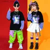 Hose Jungen Hip Hop gefälschte zweiteilige Sweatshirt Cargo Hosen Mädchen Street Dance Minirirts Jogger Kinder Streetwear Kinder Jazz Kleidung L46