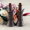 Storage Bottles Antiqued Metal Glass Bottle Arab Style Essential Oil With Dropper Straight Pipe Middle East Perfume 15ml