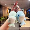 Plush Keychains P Dolphin Schoolbag Trumpet hängande prydnadsdock hänge