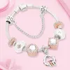 Charm Armbänder Einfache Herzheizbänder Rose Gold Farbe Runde Quadrat DIY Kristallperlenarmband für Frauen Geschenk