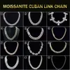 VV VVS Gold Sells Moisanite Link Cuban Chain Pass Pass Diamond Tester Round Brilliant Cut 925 Collier en argent