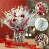 Вазы рождественские украшения стола 14 -дюймовый центральный элемент маленькое дерево горшка с огнями сосновые конусы и ягоды Рождество
