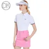 dkゴルフ女性サマーTシャツレディショートスリーブポロシャツクイックドライトップスレディーススポーツゴルフスカートスリムスコート衣料品スーツS-xxl 240323