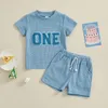 Ensembles de vêtements 2024-02-29 Lioraitiin Né Baby Boy Clothes Summer Set One Two Birthday Tengit T-shirt à manches courtes Short Waffle