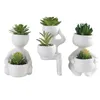 Decorative Flowers Succulents Plants Artificial For Desk 3Pcs Fake In Ceramic Pot Greenery Set Bathroom