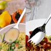 Servis uppsättningar 12 högkvalitativa rostfritt stål soppskedskedskåpspegel polerad bärbar sallad med gaffel