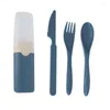 Dinnerware Sets Portable Reusable Spoon Fork Chopsticks Knife Wheat Straw Tableware Cutlery Set Travel Picnic Camping Kits