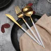 Forks Flatware Western Stainless Steel Cutlery Kit Tablewareポータブルスプーンディナーウェア