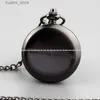 Pocket Watches Antique Black Horse Quartz Pocket Necklace Pendant Chain Fullmetal Alchemist Quartz Pocket fob es relogio de bolso L240402