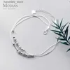 Anklets Modian Sterling Silver 925 Rose Gold Color Frosted Ball Light Beads Anklet For Women Snake Bone Chain Korea Style Fine Jewelry L46