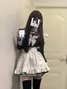 Werkjurken lolita kawaii zoete zeeman kraag boog lange mouw jurk voor vrouwen y2k e-girl ruches slanke taille schort herfst tweedelige seta's