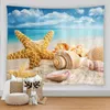 Tapestries Beautiful Seaside Scenery Tapestry Sea Beach Shell Wall Hanging Background Cloth Mat Blanket Home Decor