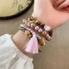 Strand Design Bohemian Tassel Star Beaded Bracelet Fashion Women Pendant Wooden Beads Jewelry Holiday Party