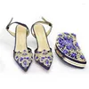 Dress Shoes Women High Heel Decorated With Appliques Party And Bag Sets Italian Matching Bags Quality