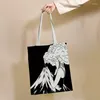 Storage Bags Black Girls' Creative Pattern Reusable Shopping Bag Canvas Tote Printing Eco Shopper Shoulder