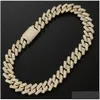 Chains 20Mm Diamond Miami Prong Cuban Link Chain Choker Necklace Bracelets 14K White Gold Iced Icy Cubic Zirconia Jewelry 7Inch-24Inch Dhexh