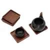 Table Mats 1PC Tea Coffee Cup Pad Placemats Decor Walnut Wood Coasters Durable Heat Resistant Square Round Drink Mat Natural