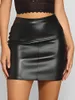 Röcke Frauen Mode pu Solid Farbe Mini sexy Kunstleder schlanker Bleistift Ladies Club Party schwarz