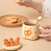 マグカップかわいいパンセラミックマグオフィスガールズコーヒーとふたミルク家庭のカップル朝食オートミール飲酒