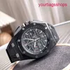 Classic AP Wrist Watch Mens Royal Oak Offshore 26400AU Aço de aço mecânico automático Data de aço de segunda mão Placa preta de 42 mm