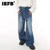 IEFB Baggy Jeans Trend Mens estilo coreano Loue Large Denim Troushers Fashion Fashion Vintage Mid High Wistide Casual Pants 9C1226 240323