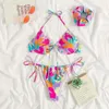 Kobiety w stylu kąpielowym w stylu kątowym Seksowne dzielone stalowe wspornik Push Up Bikini Sweet Printed z nakąpieniem kąt