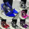 2024 Dress Shoes Lady Sandals High Heels Padlock Naked Sandal Luxury Brands Gold Heel Shiny Nappa Leather Pointy Wedding Party Dress Pump Ankle Strap Shoea