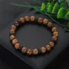 Strand Design Wooden Bead Bracelet For Men Natural Mini Tiger Eye Lava Stone Yoga Bracelets Couple Pulsera Wristband Jewelry Gift