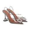 Dress Shoes Elegant Women PVC Pointed Toe Rhinestone Sun Buckle Hoof Heels Sandals Wrapped Summer Party Sexy Breathable Cosy Soft