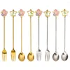 Spoons Stainless Steel Delicate Spoon Dessert Cherry Blossom Shape Five-pointed Star Fruit Fork For Coffee