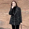 Womens Plaid 2024 Jackets Tweed Blazer Jacket Woman Winter Winter Coating Coating Vintage Designer Compley Coats Coats Heavy 221122 S S