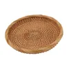 Plates Rattan Fruit Tray Hand Woven Elegant Traditional Natural Serving For Kitchen Counter Table Round