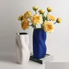 Vase Nordic Style Morandi Ceramic Desktop Vase Ornamentsリビングルームフラワーアレンジメント乾燥した家の装飾アクセサリードロップデリDHMVC