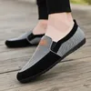 Casual skor för män glider på loafers plus storlek andas duk som kör kontor vandrande lägenheter non moccasins