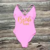 Women's Swimwear Bridal Party Women One Piece Swimsuit Bride Team Diamond Sexy Padded Swimsuits Woman Summer Bathing Suit Micro Bikini