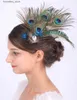 Bijoux de cheveux de mariage Veaux de mariage Bridal Accessoires de plumes de paon